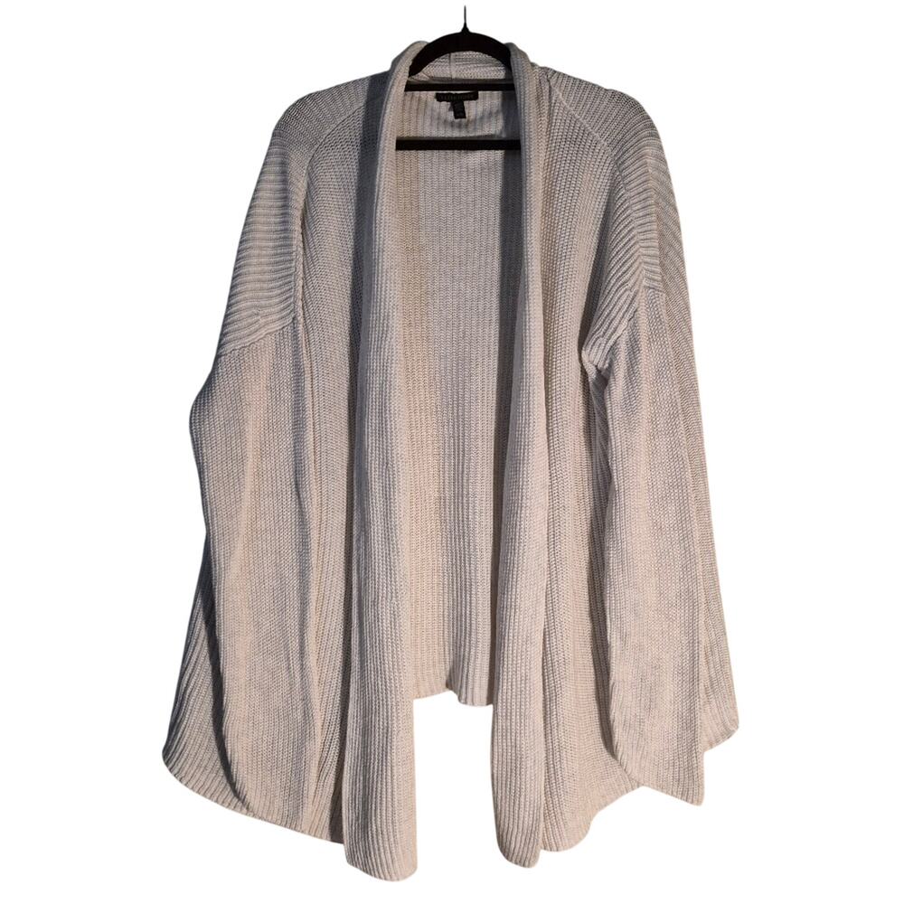 Eileen Fisher Draped Cotton Knit Cardigan Sweater In Marbled White